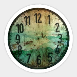 Clock face - Smoky Mountains Grunge Green Teal Option Sticker